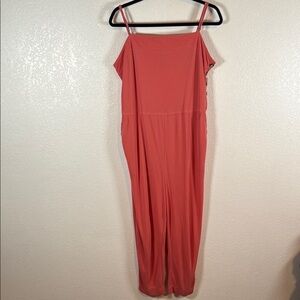 Anthropologie Saturday Sunday Coral Ribbed Crop Jumpsuit Size Large